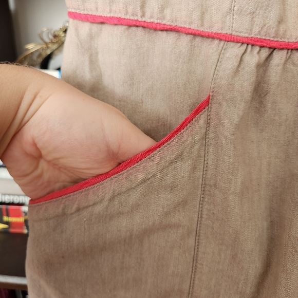 People Tree Gray and Pink Cotton Cut Out Dress US 6 UK 12 - Picture 5 of 10